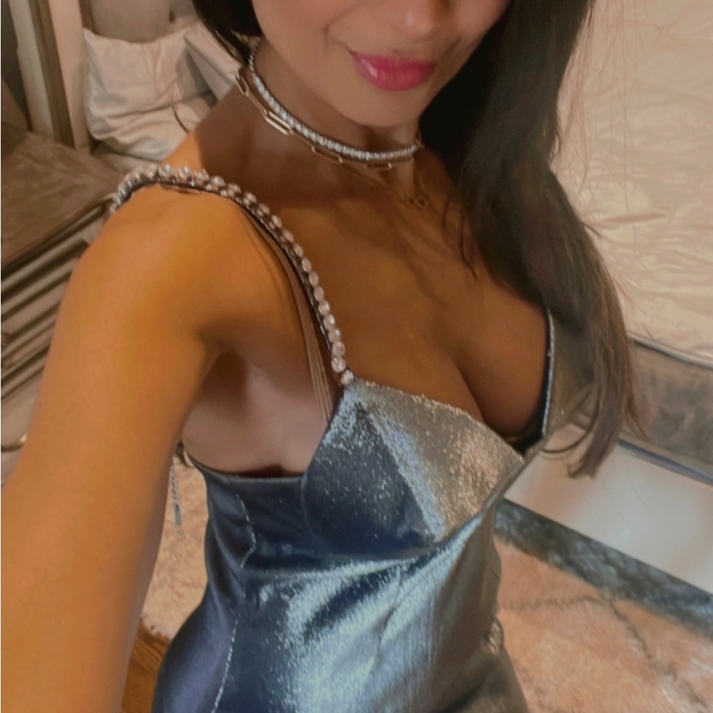 AREA metallic mini dress